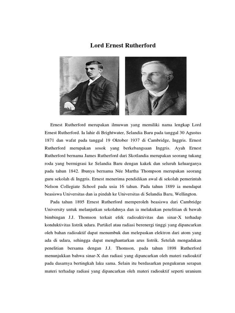 Biografi Lord Ernest Rutherford | PDF | Sains & Matematika