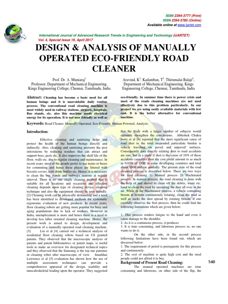Eco-Friendly Manual Road Cleaner Design | PDF | Road | Dust
