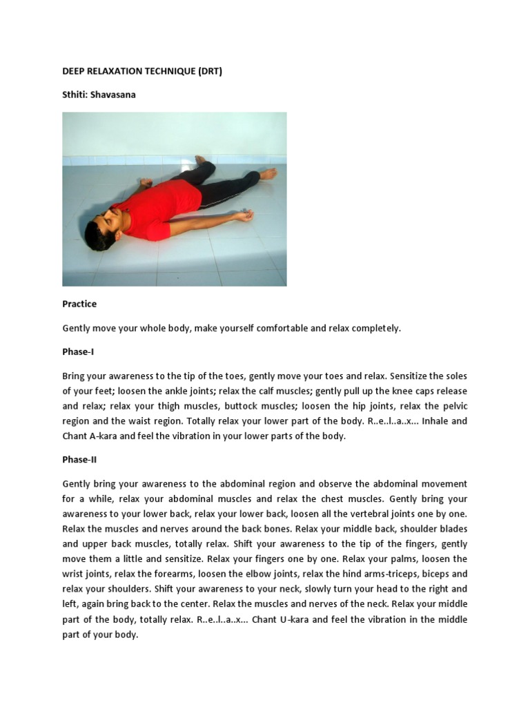 Deep Relaxation Technique Guide | PDF | Hand | Primate Anatomy