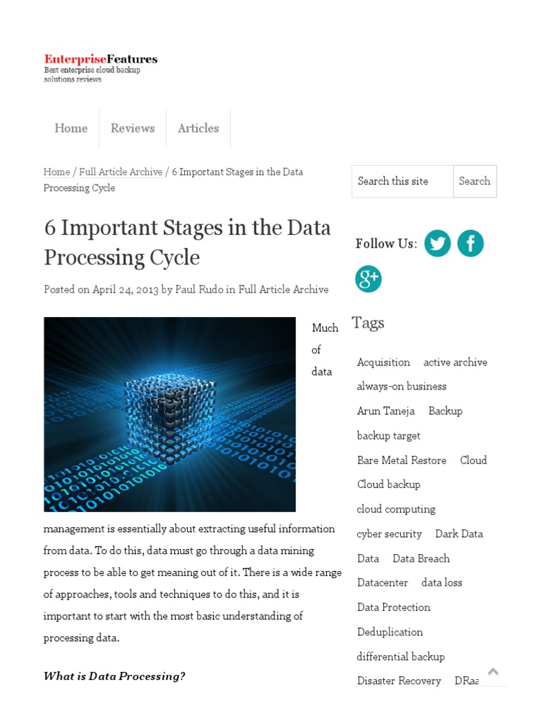 6 Important Stages in The Data Processing Cycle | PDF | Computer ...