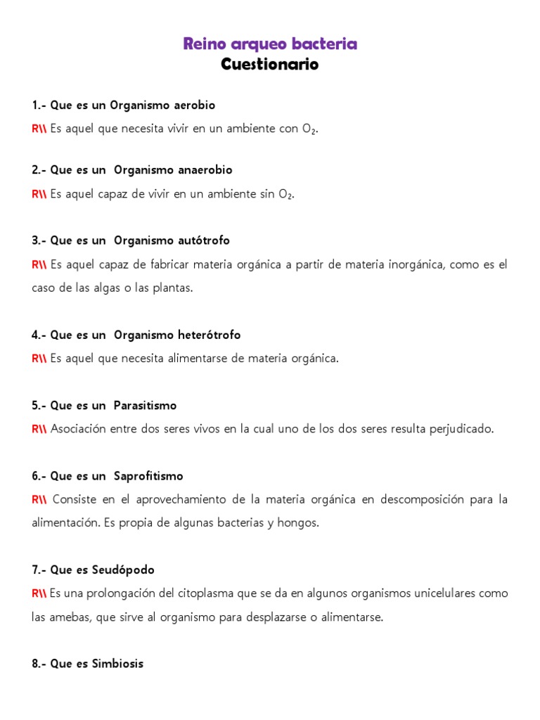 Cuestionario de 10 Preguntas de Los Reinos de La Naturaleza | PDF | Plantas  | Organismos