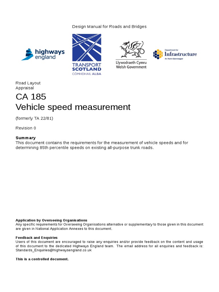 CA 185 Vehicle Speed Measurement PDF PDF Traffic Speed Limit