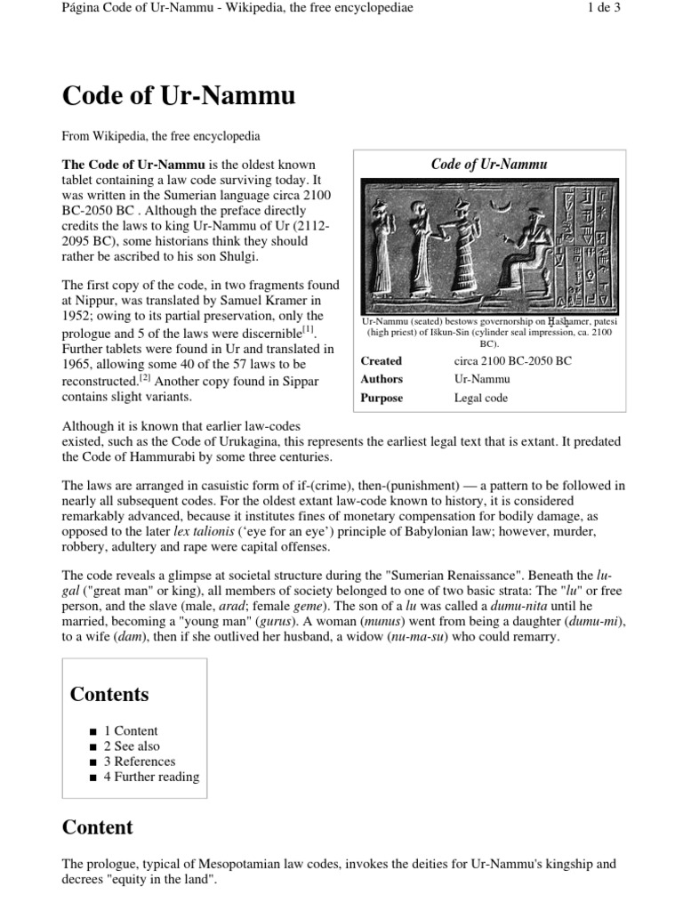 Code of UrNammu PDF Sumer Archaeology Of Iraq