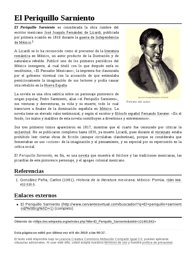 Biografía y análisis de El Periquillo Sarniento | PDF | Historia