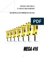 Lista de partes y especificaciones del martillo hidráulico MEGA 416