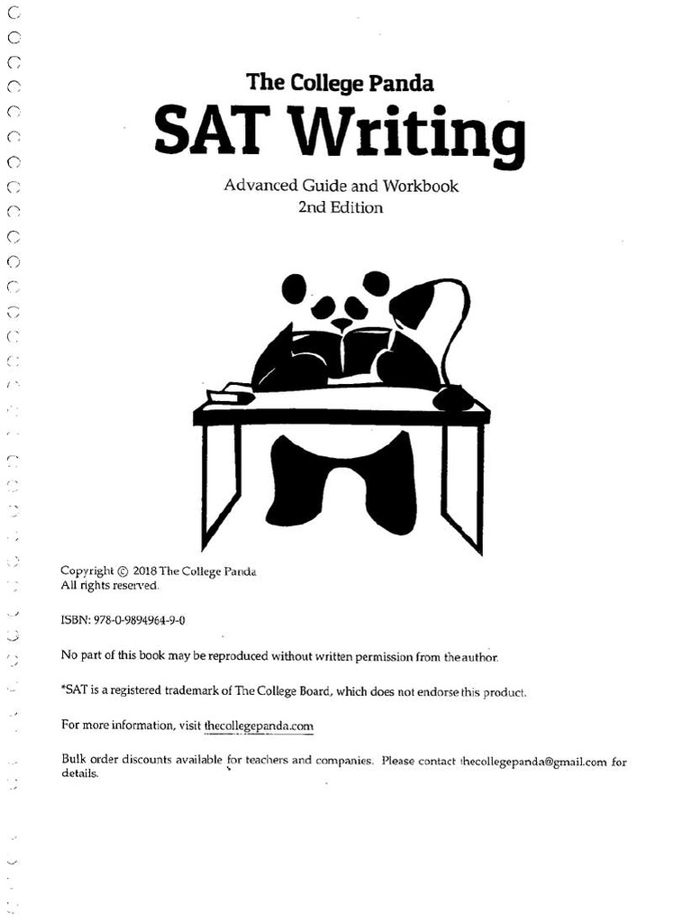The College Panda S Sat Writing Advanced Guide and Workbook