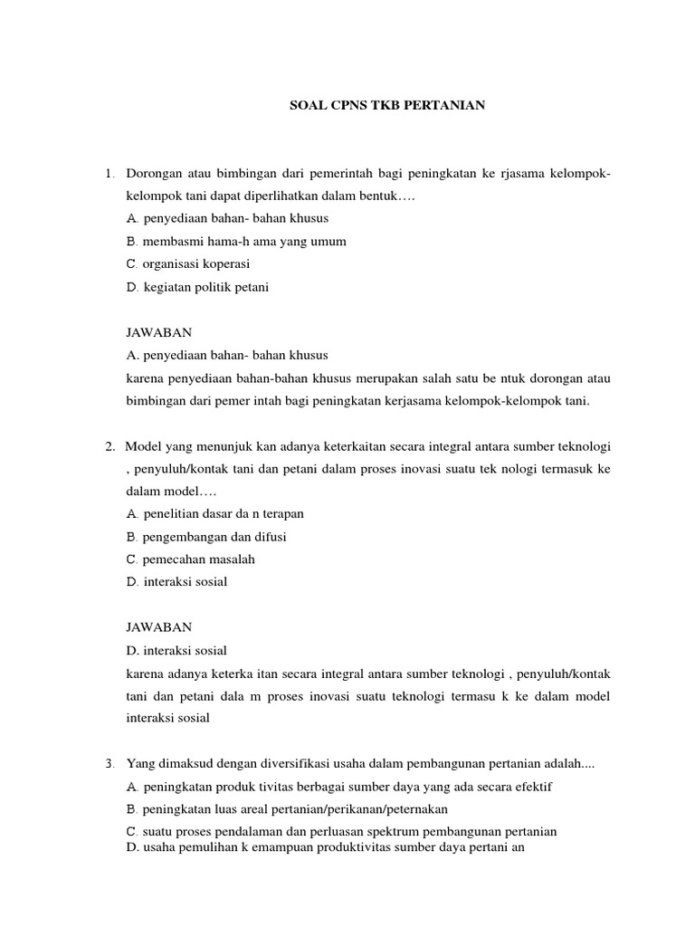 26 Soal Skb Cpns Pertanian Pdf