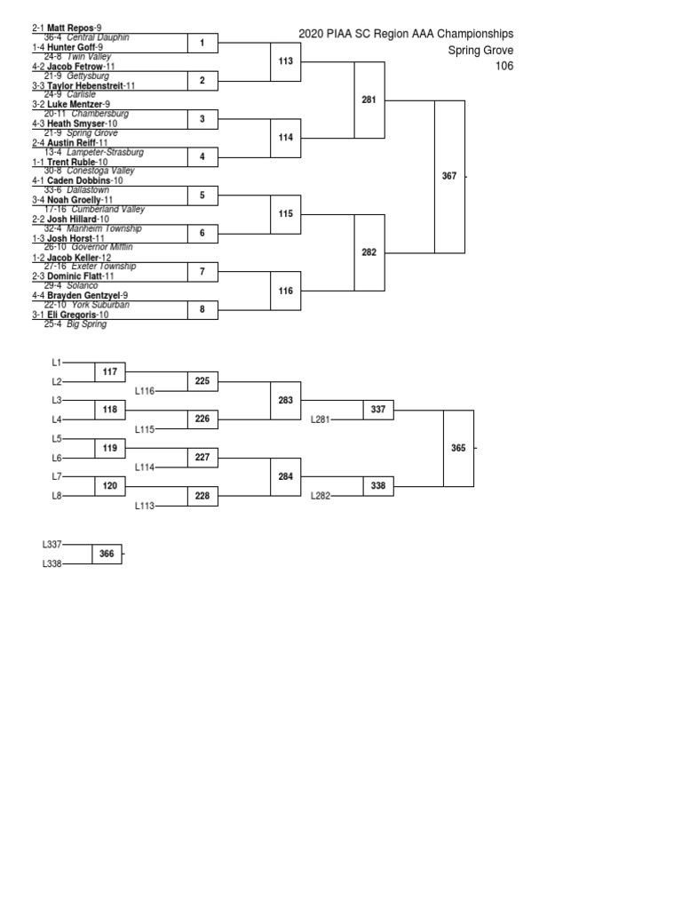 2020 PIAA District 3 Wrestling Brackets | PDF | States Of The East ...