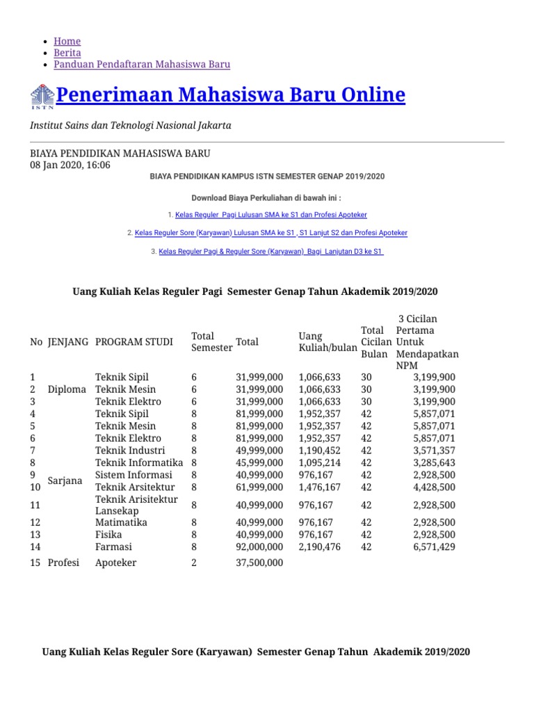 Istn Biayapendidikan 20192020