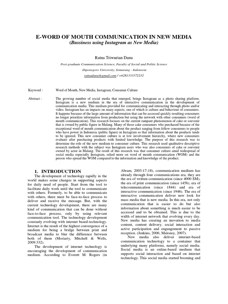 Full Paper Ratna Pdf Mass Media New Media