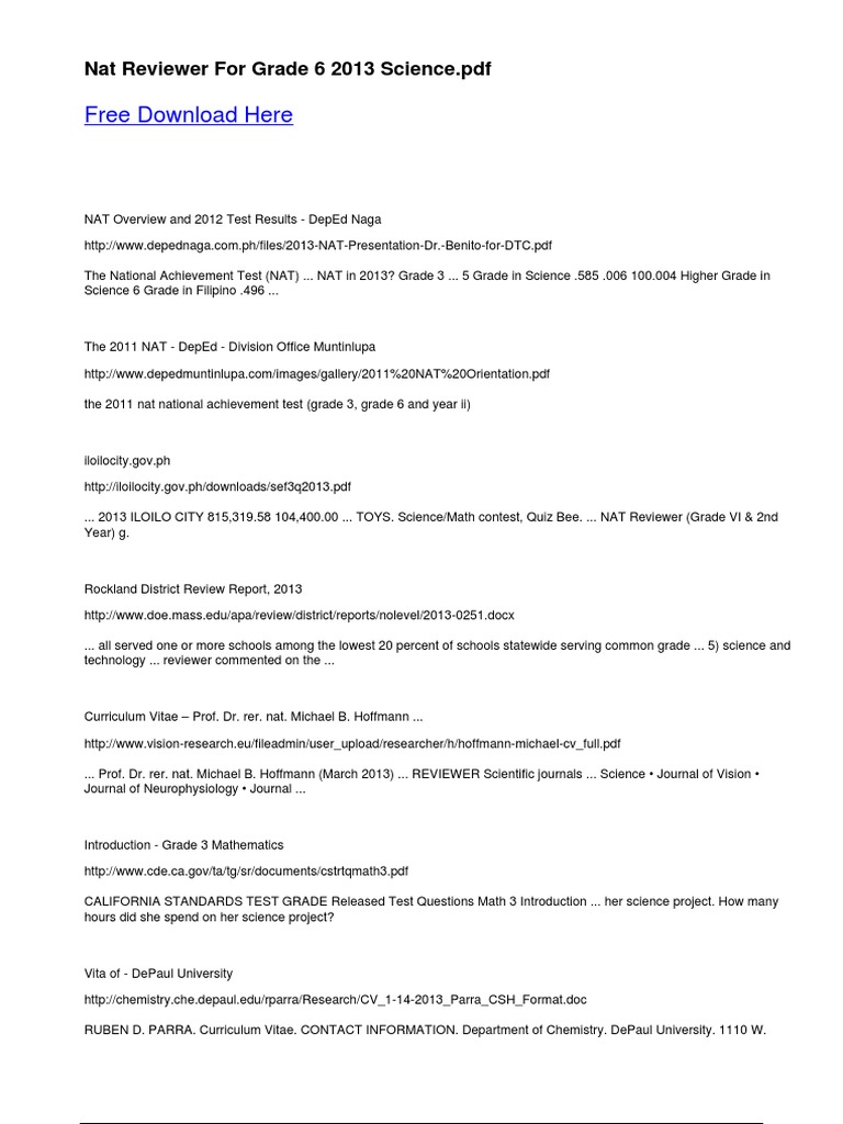 Grade 6 Science NAT Reviewer 2013 | PDF | Science | Learning