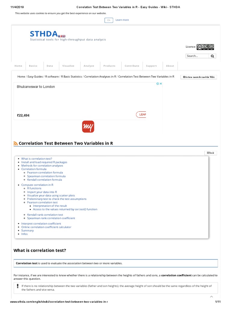 Correlation Tests in R: A Guide | PDF | R (Programming Language ...