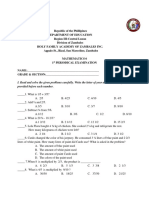 Holy Family Academy Math Exam Review