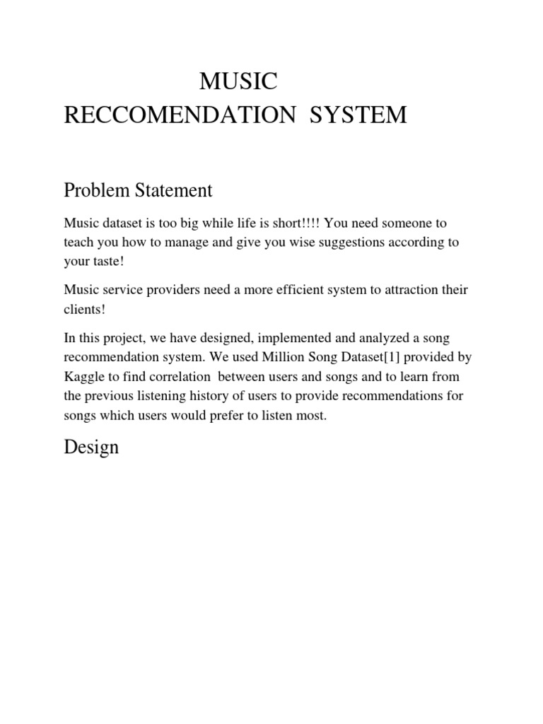 Music Reccomendation System | PDF | Applied Mathematics | Areas Of ...