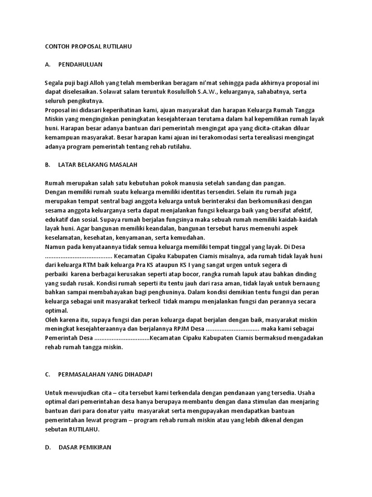 Proposal Bantuan Rehab Rutilahu | PDF