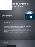 Practica de Initiere in Specialitate