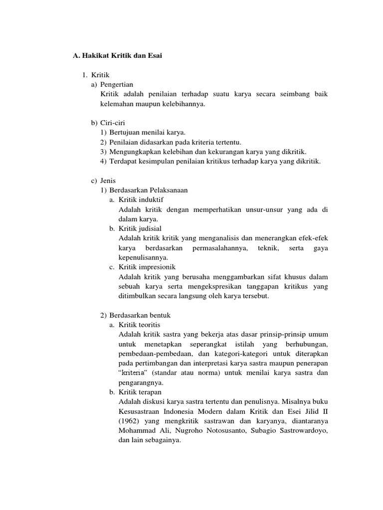 Hakikat Kritik Dan Esai
