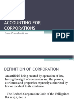 ACCOUNTING FOR CORPORATIONS-Basic Considerations