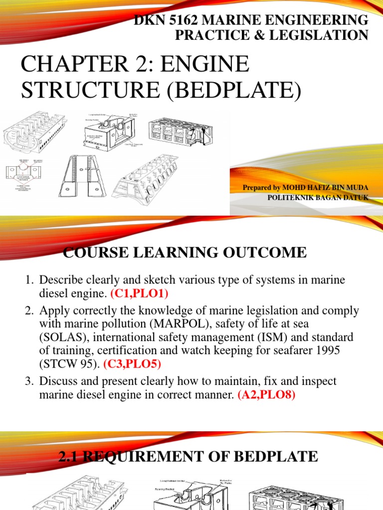 Marine Engine Bedplate Overview | PDF | Bearing (Mechanical) | Propeller