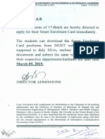 Circular for Enrolment Card 17CE