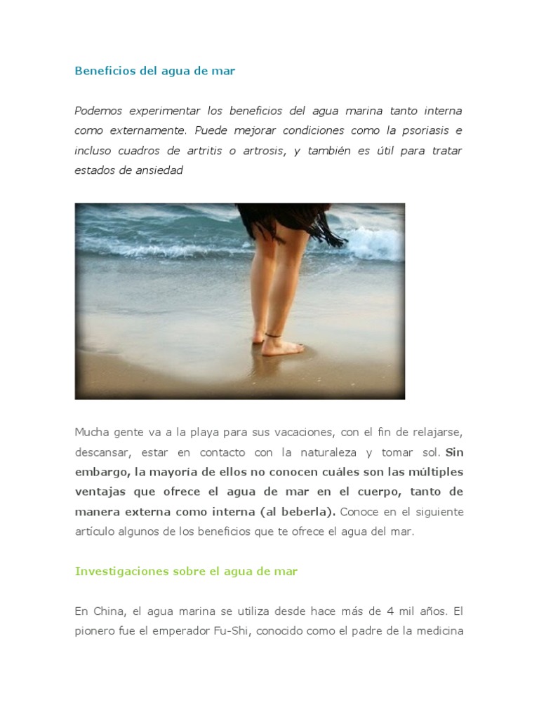 Beneficios Del Agua de Mar | PDF | Agua de mar | Psoriasis