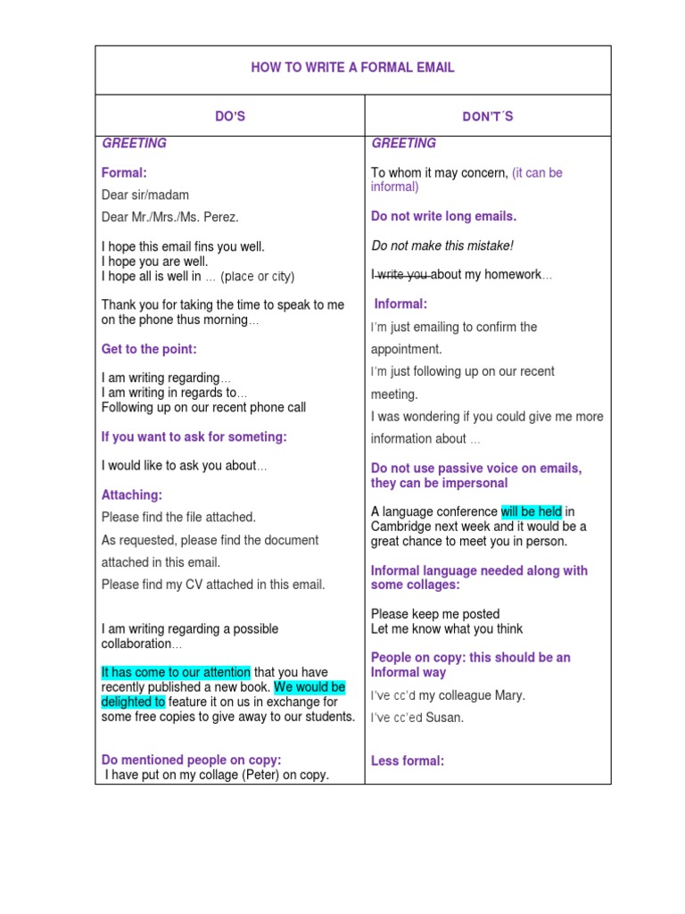 Guide to Writing Formal Emails | PDF