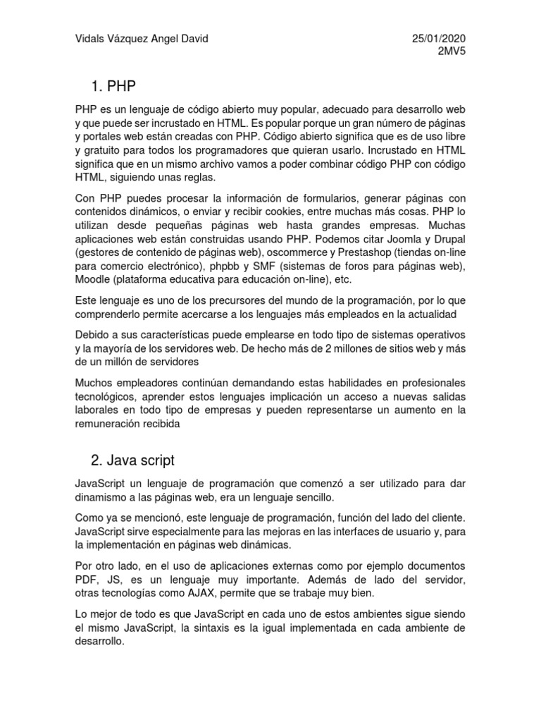 Lenguajes de Programacion | PDF | Script Java | Php