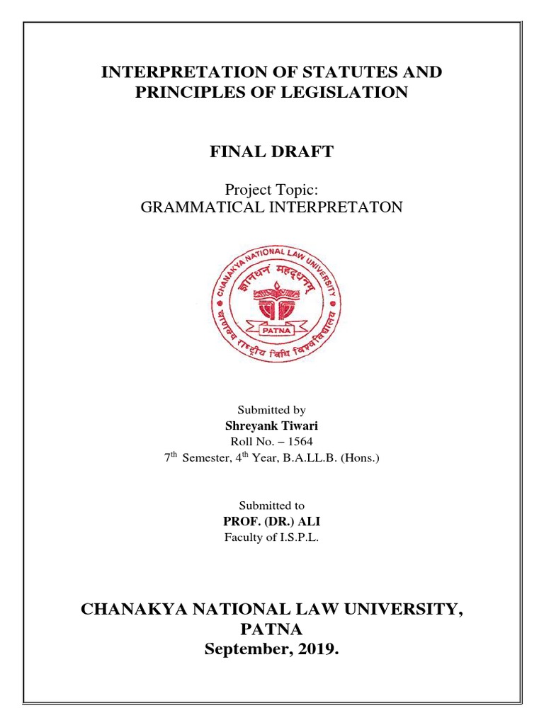 ISPL PDF Plain Meaning Rule Statutory Interpretation