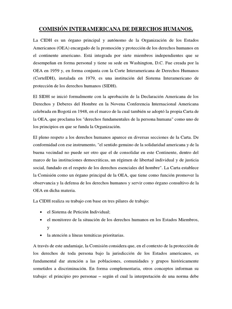 Comisión Interamericana de Derechos Humanos | PDF | Principios éticos ...