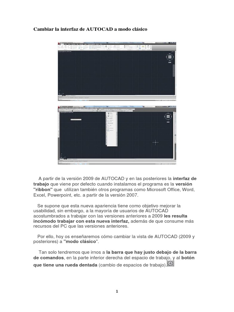 Cambiar a AutoCAD Modo Clásico | PDF