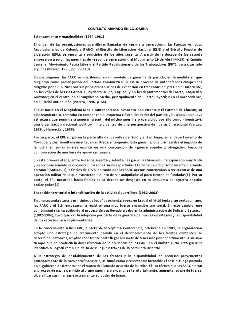 Conflicto Armado en Colombia | PDF | Guerra de guerrillas | Conflictos