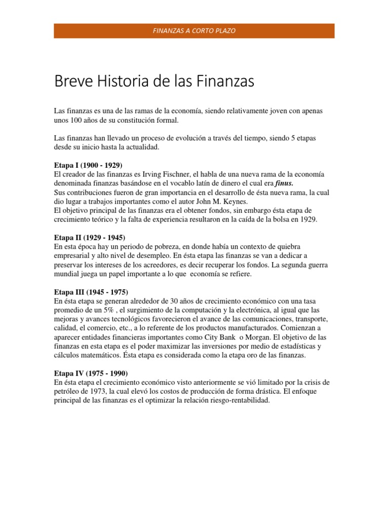 Breve Historia de Las Finanzas FCP | PDF | Crecimiento económico | Deuda