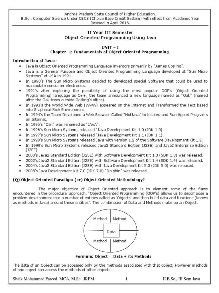 II B.SC., III Sem Java Notes PDF | PDF | Inheritance (Object Oriented ...