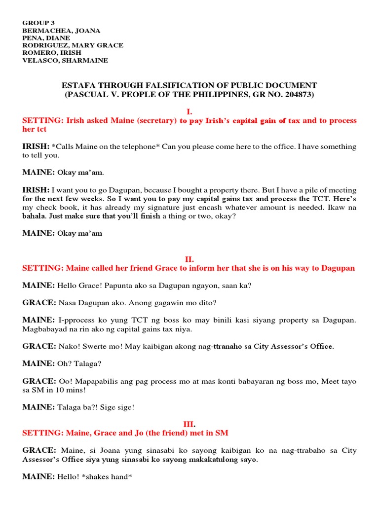 Estafa Through Falsification Of Public Document Pdf Cheque Fraud