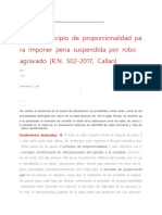 Aplican Principio de Proporcionalidad para Imponer Pena Suspendida Por Robo Agra