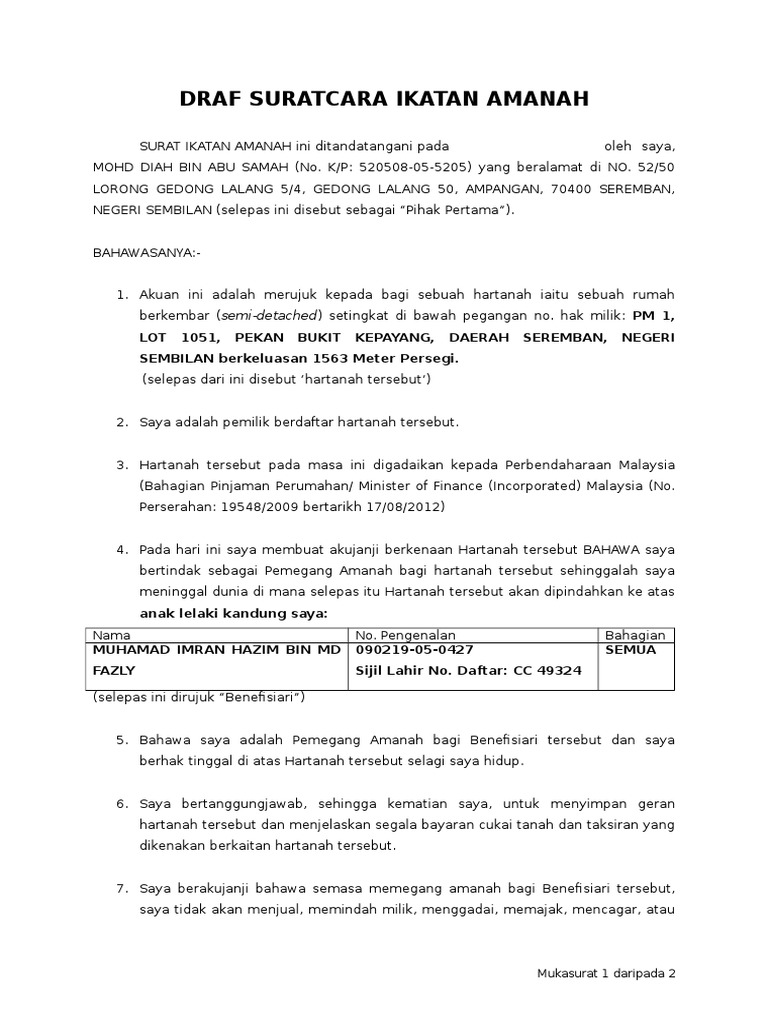 Surat Ikatan Amanah Pdf
