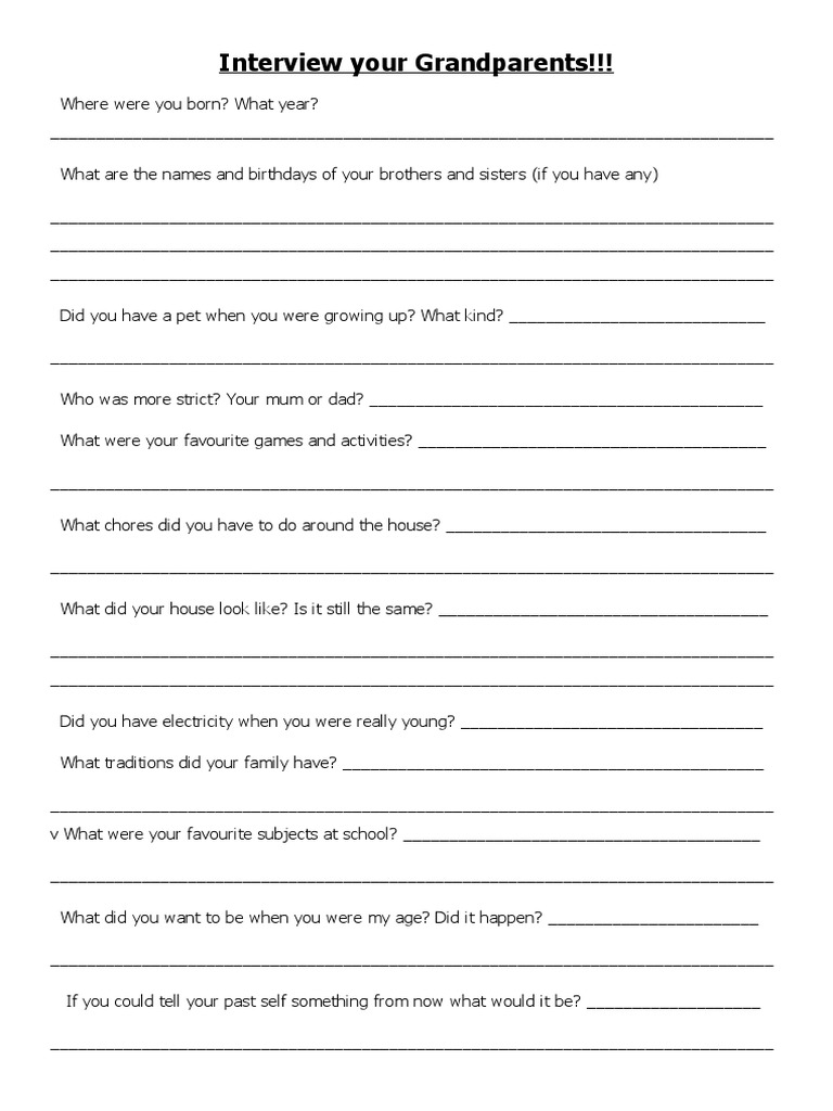 Interview Your Grandparents Pdf