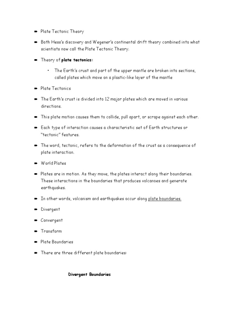 Overview of Plate Tectonic Theory | PDF | Plate Tectonics | Rift