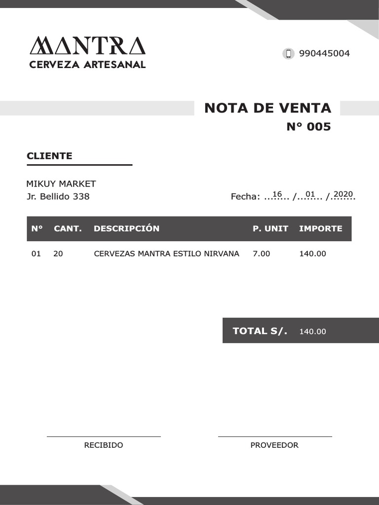 Nota de Pedido 005 PDF | PDF