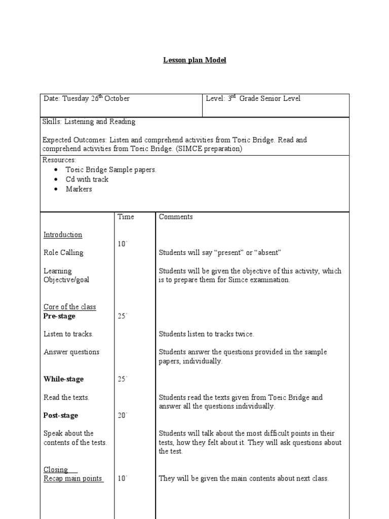Lesson Plan October 26 | PDF | Language Arts & Discipline | Foreign ...