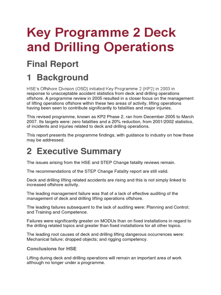 KP2 Final Report: Offshore Safety Insights | PDF | Risk Assessment | Risk