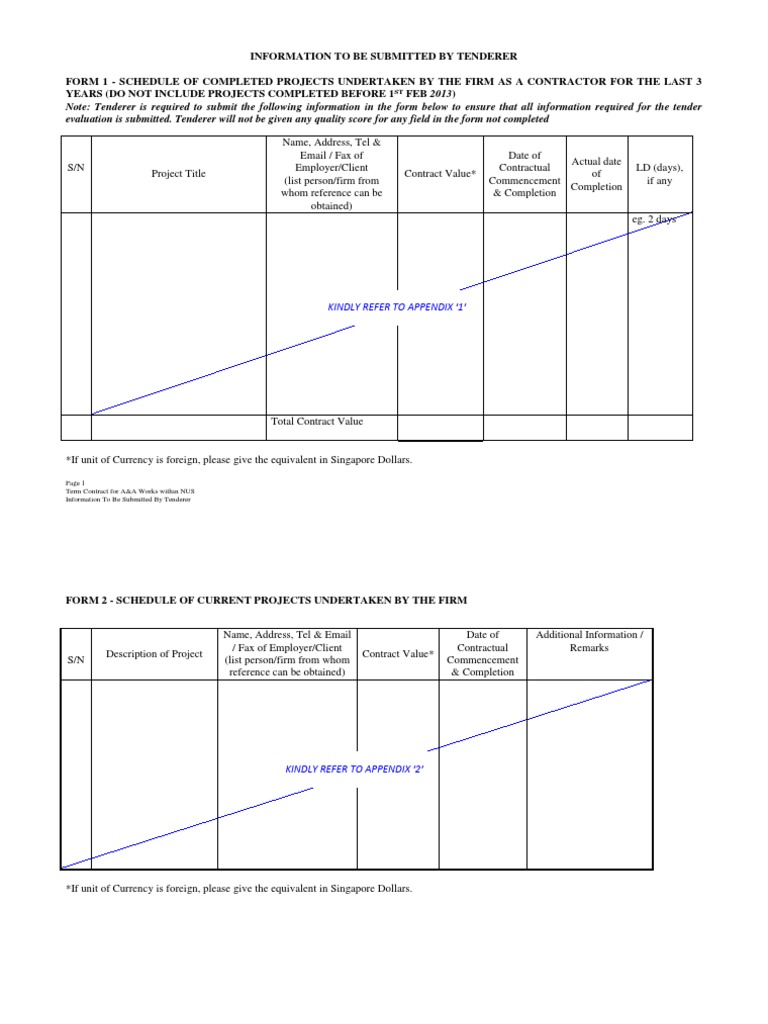 Info To Be Submitted by Tenderer - 3mar16 | PDF | Revenue | Financial ...