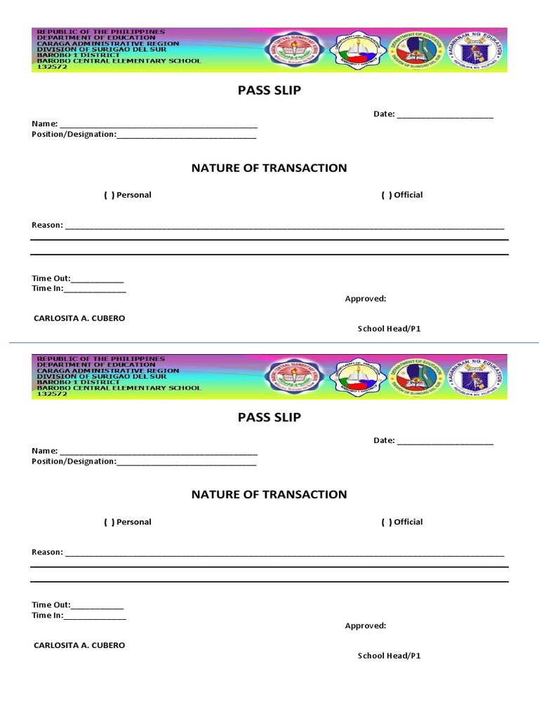Pass Slip and Tardiness Form Template | PDF