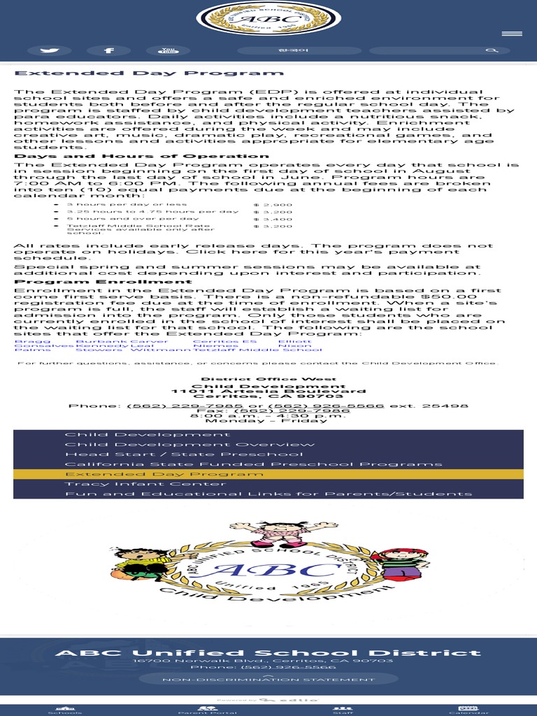 Extended Day Program - Child Development - ABC Unified School District ...