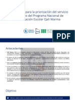 Metodología para La Priorización Del Servicio Alimentario Del Programa Nacional de Alimentación Escolar Qali Warma