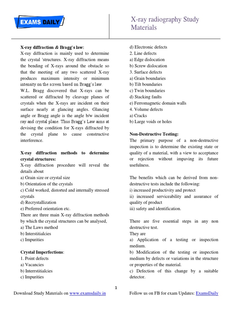 X-ray Radiography Study Guide | PDF | Radiography | X Ray Crystallography