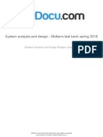 System Analysis and Design Midterm Test Bank Spring 2018