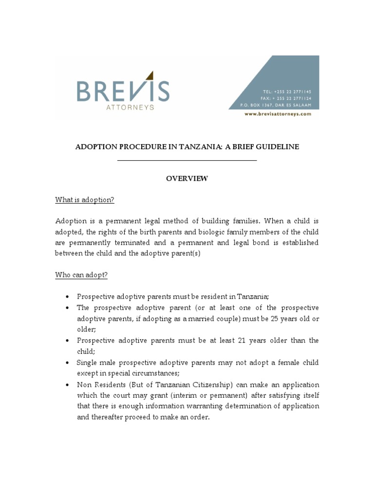 Adoption Process in Tanzania Guide | PDF | Adoption | Parent