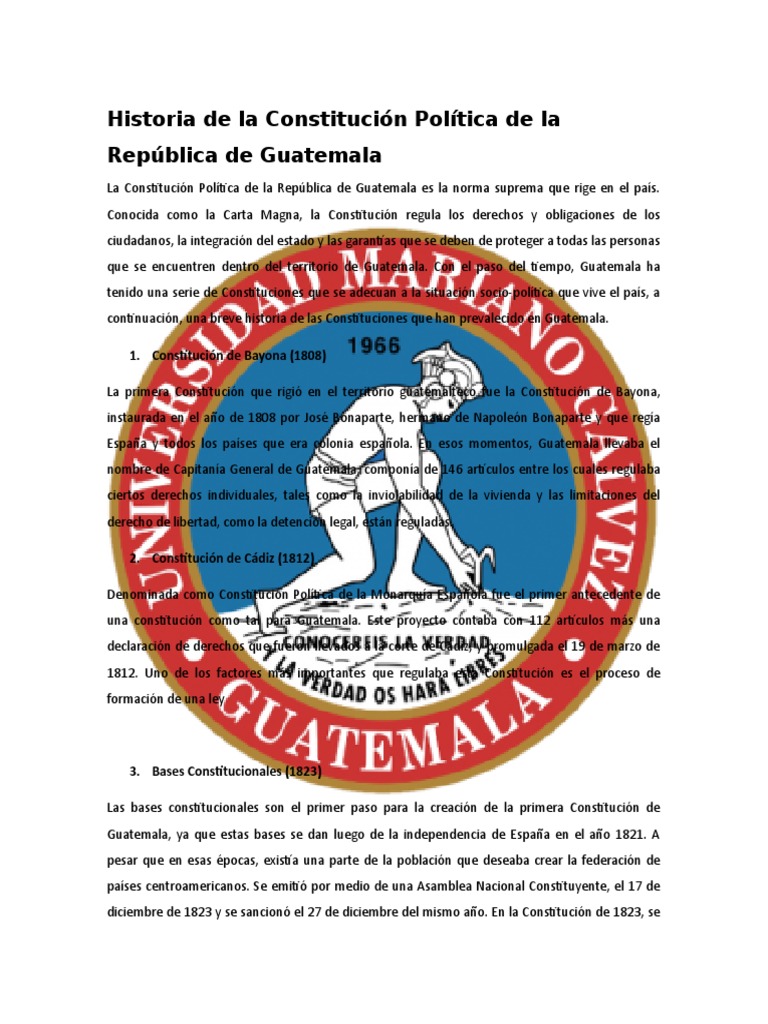 Historia de La Constitución Política de La República de Guatemala ...