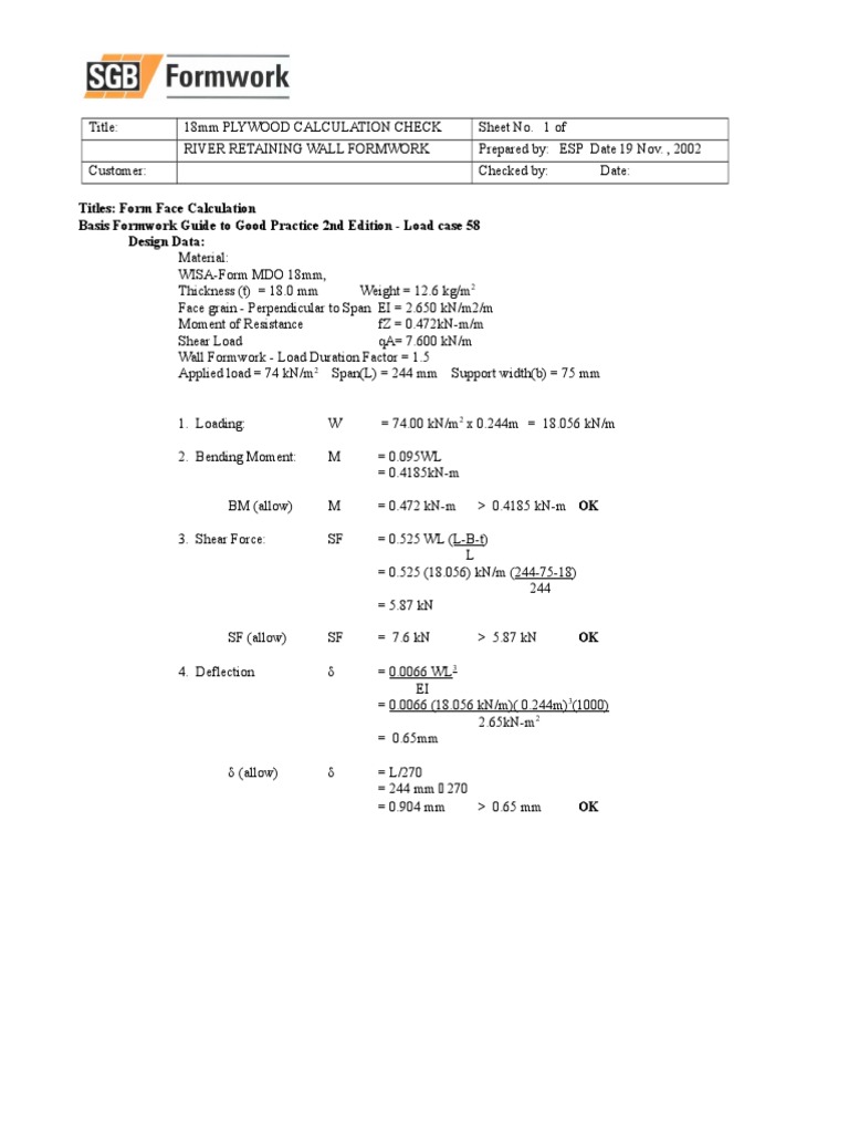 Plywood Calculation PDF